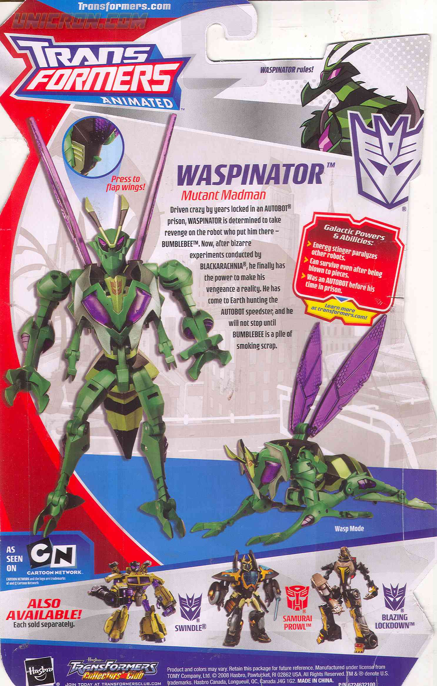 Transformers Animated Waspinator - Transformers Tech Spec & Package Art  Archive