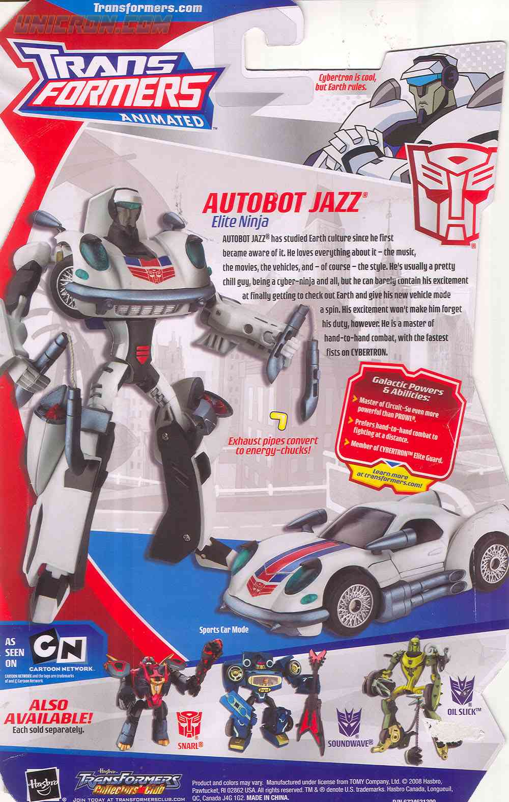 Transformers Animated Autobot Jazz [2] - Transformers Tech Spec & Package  Art Archive