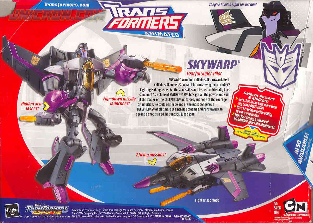 Transformers Animated Skywarp [3] - Transformers Tech Spec & Package Art  Archive