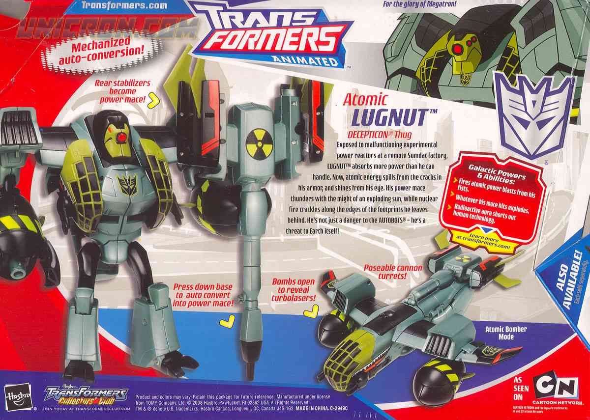 Transformers Animated Atomic Lugnut - Transformers Tech Spec & Package Art  Archive